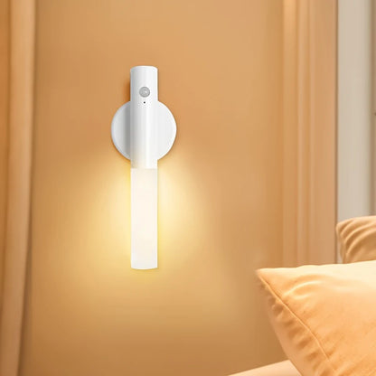 Magnetic LED Wall Light Motion Sensor 360°Rotation LED Rechargeable Night Light Wood Grain Wall Lamp Kitchen Light Lamp