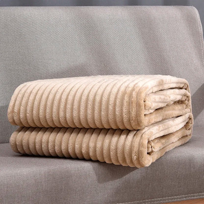 Winter Flannel Blankets Solid Striped Coral Fleece Blankets Faux Fur Mink Throw Soft Warm Bedspread Coverlet Plaid Blankets