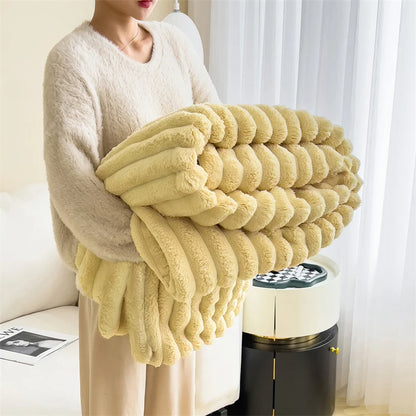 Soft Plush Warm Winter Blanket Carving Thick Cozy Bedspreads and Coverlets for Bed Sofa Throw Blanket Single Couple Size