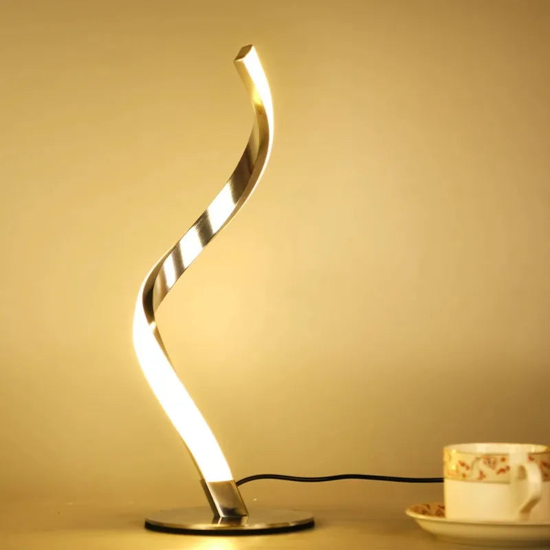 Ins Style Light Luxury Modern Minimalist Spiral Table Lamp Living Room Bedroom Table Lamp, High-end Atmosphere Small Night Light
