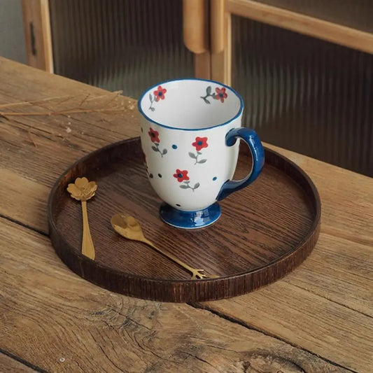 Vintage Round Serving Tray Wooden 21/24/27/30/33cm Wood Platte Dessert Pallet Coffee Home Table