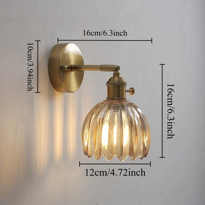 Nordic Vintage Wall Lamp Green Tulip Glass Wall Lamp Shade Living Room Background Wall Lights Bedroom Door Lamp Bedside Lights