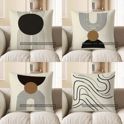 Home Decor Modern Geometric Black & White Throw Pillow Pattern Cushion Cover Suitable for Sofa Bedroom Car Pillow Cover