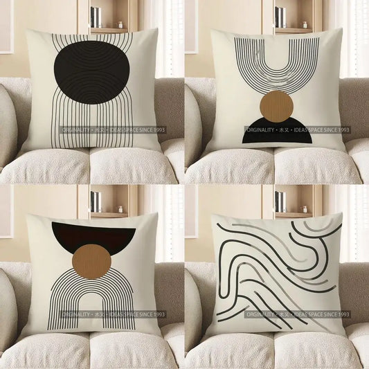 Home Decor Modern Geometric Black & White Throw Pillow Pattern Cushion Cover Suitable for Sofa Bedroom Car Pillow Cover
