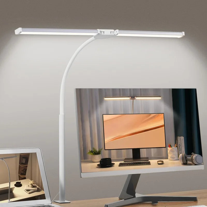 Double Head LED Desk Lamp Dimmable PC Monitor Light USB Table Lamps Reading Lights Eye Protection 3 Color Mode For Office