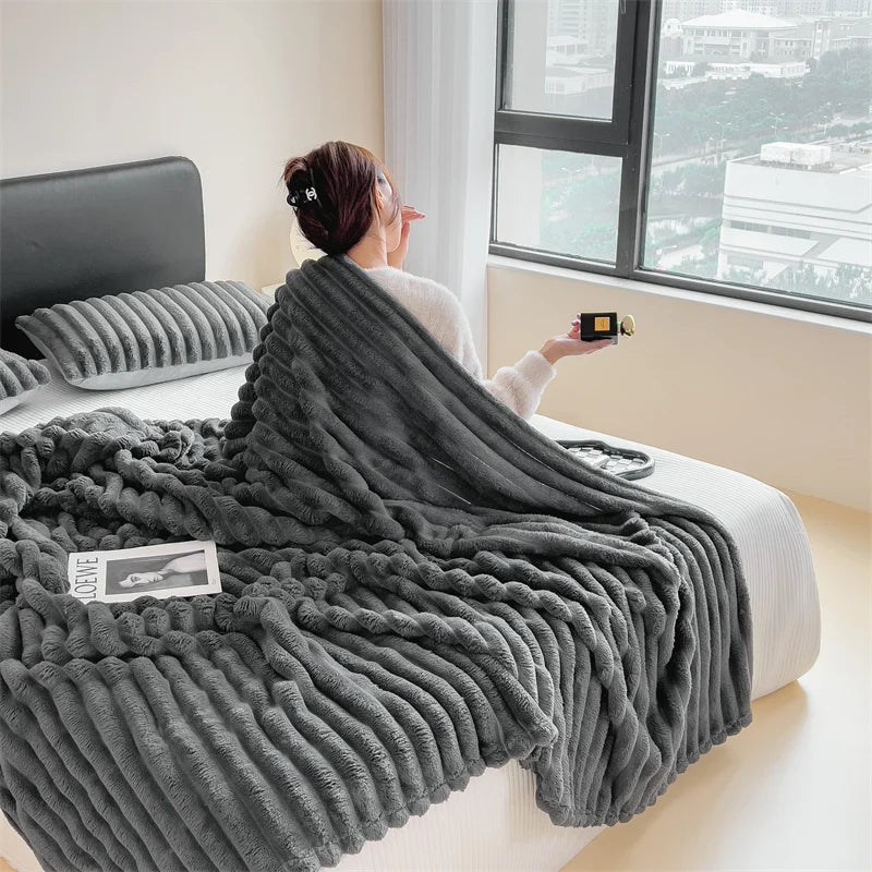 Soft Plush Warm Winter Blanket Carving Thick Cozy Bedspreads and Coverlets for Bed Sofa Throw Blanket Single Couple Size