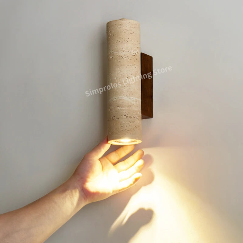Spanish Yellow Cave Stone LED Wall Lamp Nordic Minimalist Living Room Bedroom Headboard Background Home Decor Fixture