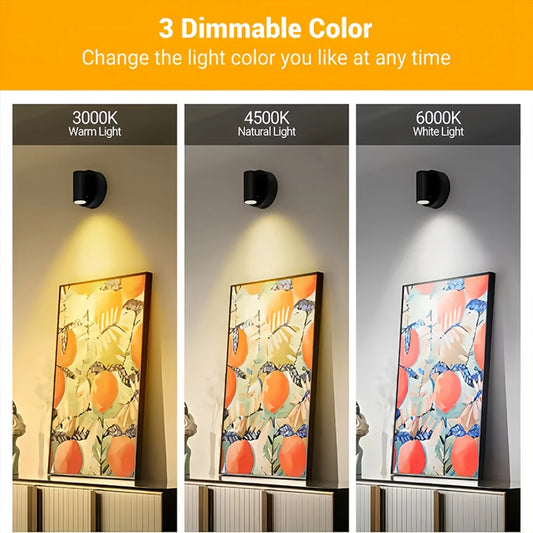 1/2PCS Rechargeable LED Spotlight Magnetic Cordless Wall Lamp Touch & Sensor Dimming 3 Colors Cabinet Doorway Bedroom Spot Light