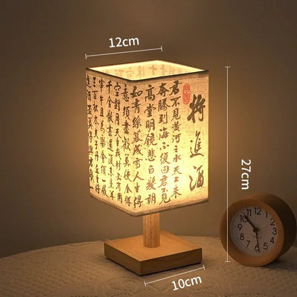 LED Decoration Table Lamps Simple Dimmable Plug Night Light Fabric Lampshade Square Bedroom Chinese Style Bedside Desk Lights