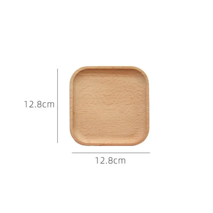 1PC Japanese-Style Tableware Solid Wood Dessert Plate Wooden Tray Snack Plate Fruit Plate Beech Oval Tray Cup Pad Coaster Plate