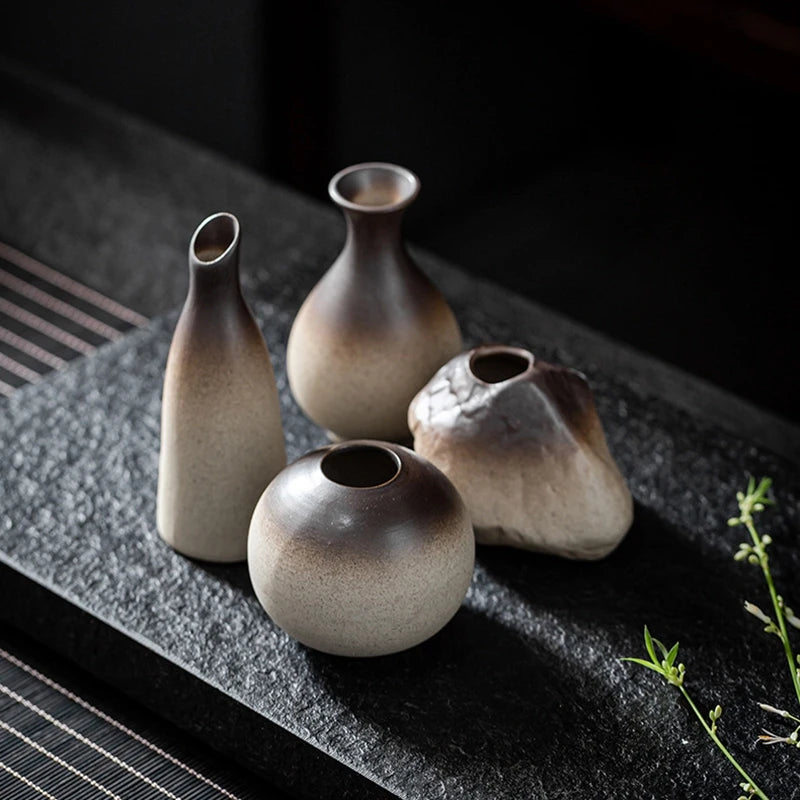 Ceramics Vintage Flower Vase Desktop Flower Bottle Aesthetic Retro Flower Pot Hydroponics Flower Arrangement Flower Vases