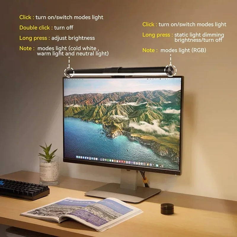 Led Monitor Light Bar Computer Lamps Reading Light Screen Hanging Desk Light Stepless Dimming Monitor For Bedroom Study Room