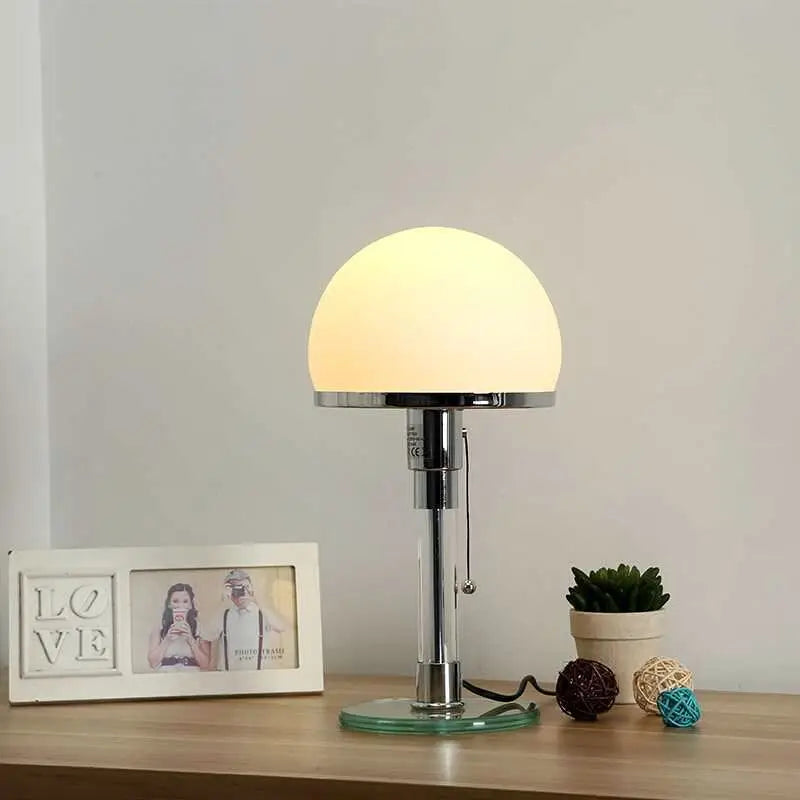 Modern Minimalist White Glass Lampshade LED Reading Desk Lamp Bauhaus Study Bedroom Indoor Homeing Decoration Lighting Fixtures