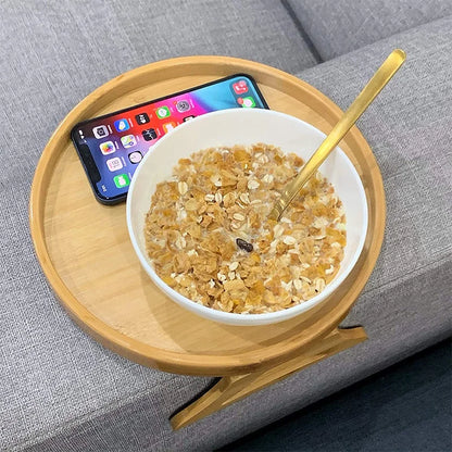 Natural Wooden Sofa Tray Couch Arm Desk Clip On Foldable Sofa Tray Table Practical TV Snack Tray for Remote Control Coffee Snack