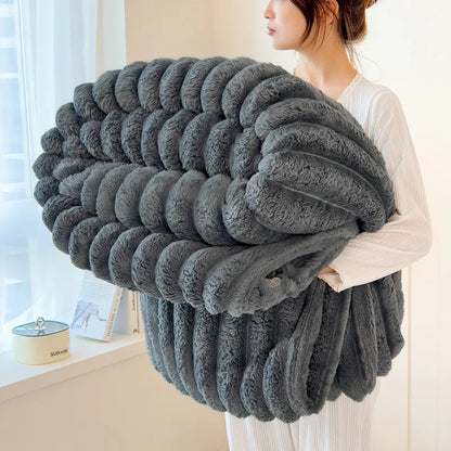New Artificial Rabbit Plush Spring Blanket Warmth Comfortable Sofa Blankets Thickened Warm Multi-functional Throw Blanket Autumn