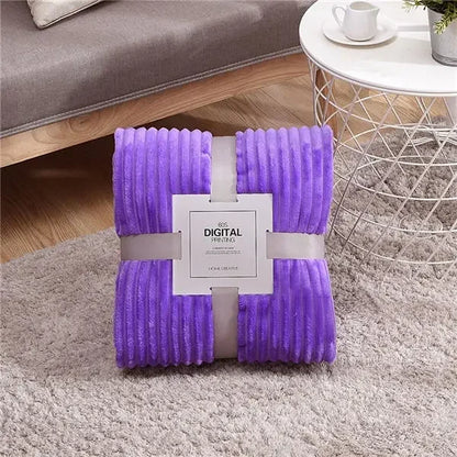 Winter Flannel Blankets Solid Striped Coral Fleece Blankets Faux Fur Mink Throw Soft Warm Bedspread Coverlet Plaid Blankets