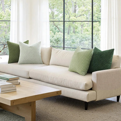 Spring Decorative Throw Pillow Covers Farmhouse Boho Home Decor Striped Corduroy Square Pillowcases 20 X 20 Inch Green