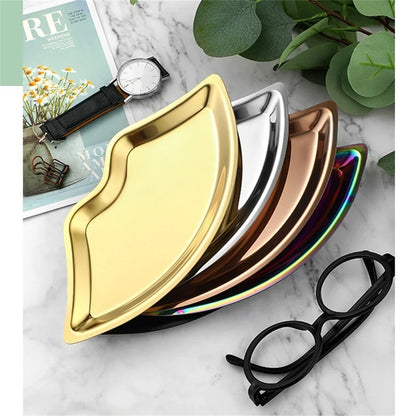 Korean Style 1PC Stainless Steel Lip Shaped Jewelry Storage Tray Home Cosmetics Metal Necklace Earrings Tray Kitchen Organizer