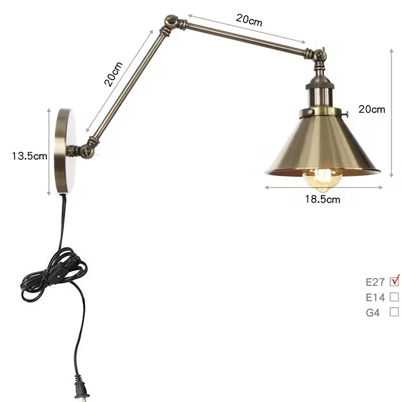 Modern Minimalist Bedroom Wall Lamp for Living Room Aisle Dining Room Adjustable Decorative Long Arm Wall Sconce Reading Lights