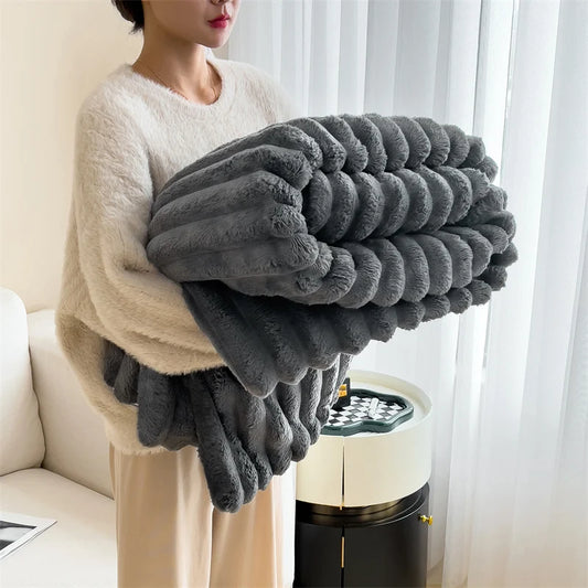 Soft Plush Warm Winter Blanket Carving Thick Cozy Bedspreads and Coverlets for Bed Sofa Throw Blanket Single Couple Size