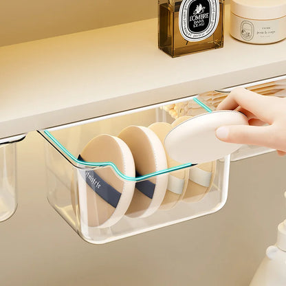 12pcs Drawer Storage Box Bathroom Transparent Suspended Cotton Swab Storage Box Under the Mirror Cabinet Pull-Out Storage Case