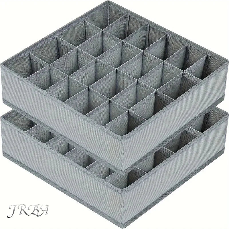1pc Fabric Storage Box with 24 Compartments - Foldable Stackable Organizer for Socks Ties Underwear Space-Saving Drawer Divider