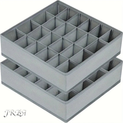 1pc Fabric Storage Box with 24 Compartments - Foldable Stackable Organizer for Socks Ties Underwear Space-Saving Drawer Divider