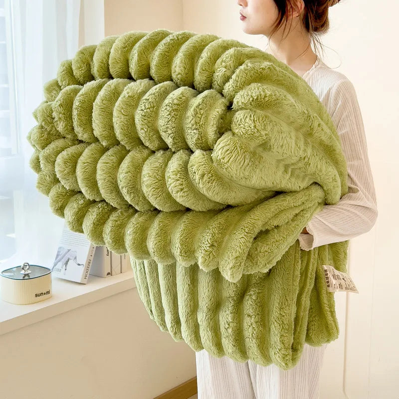 New Artificial Rabbit Plush Spring Blanket Warmth Comfortable Sofa Blankets Thickened Warm Multi-functional Throw Blanket Autumn