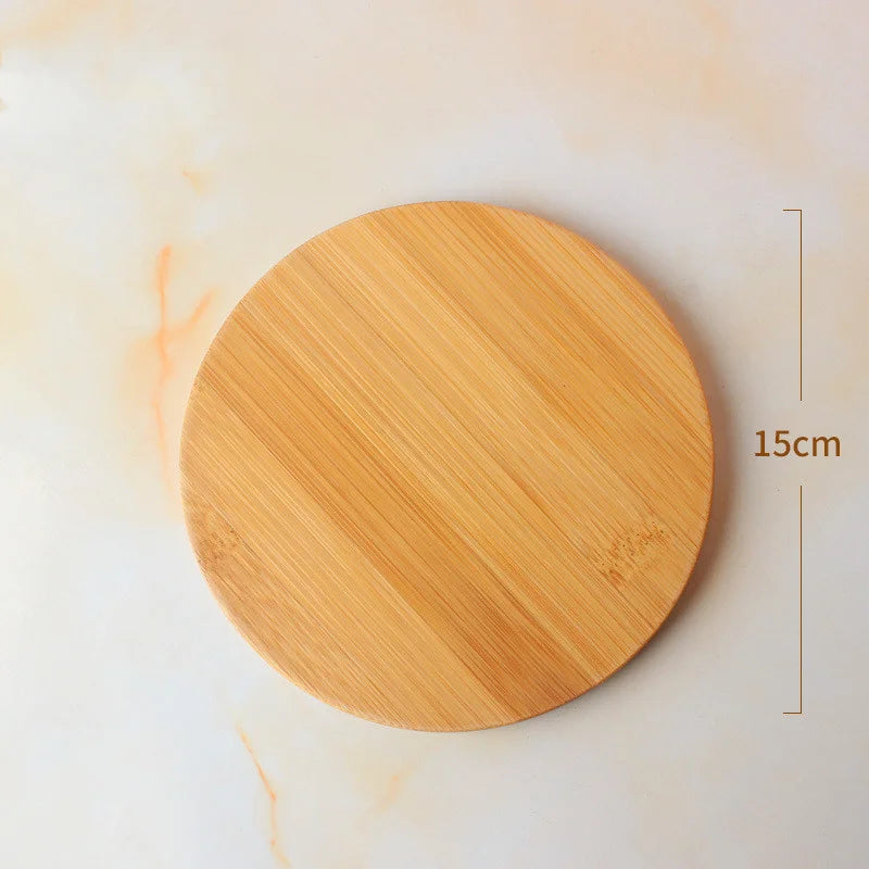 15cm/5.9inch Diameter Round Coaster Placemats Bamboo Tray  Tea Coffee Cup Pad Bamboo Wood Plate Heat Resistant Tableware Mug Mat