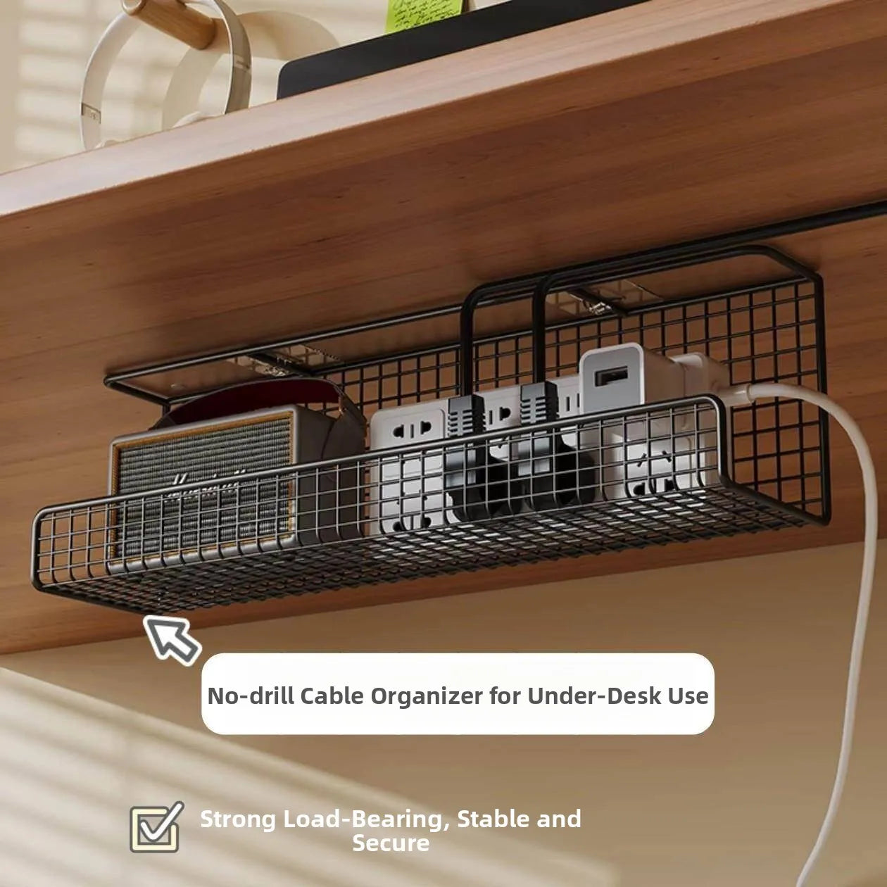 No-Drill Cable Organizer Box Computer Desk Cable Management Storage Box  Network Cable Organizer Home Organization