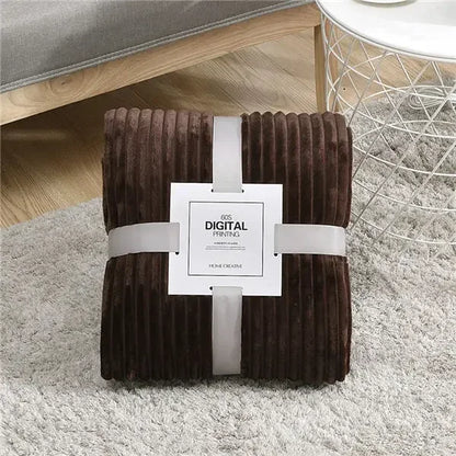 Winter Flannel Blankets Solid Striped Coral Fleece Blankets Faux Fur Mink Throw Soft Warm Bedspread Coverlet Plaid Blankets