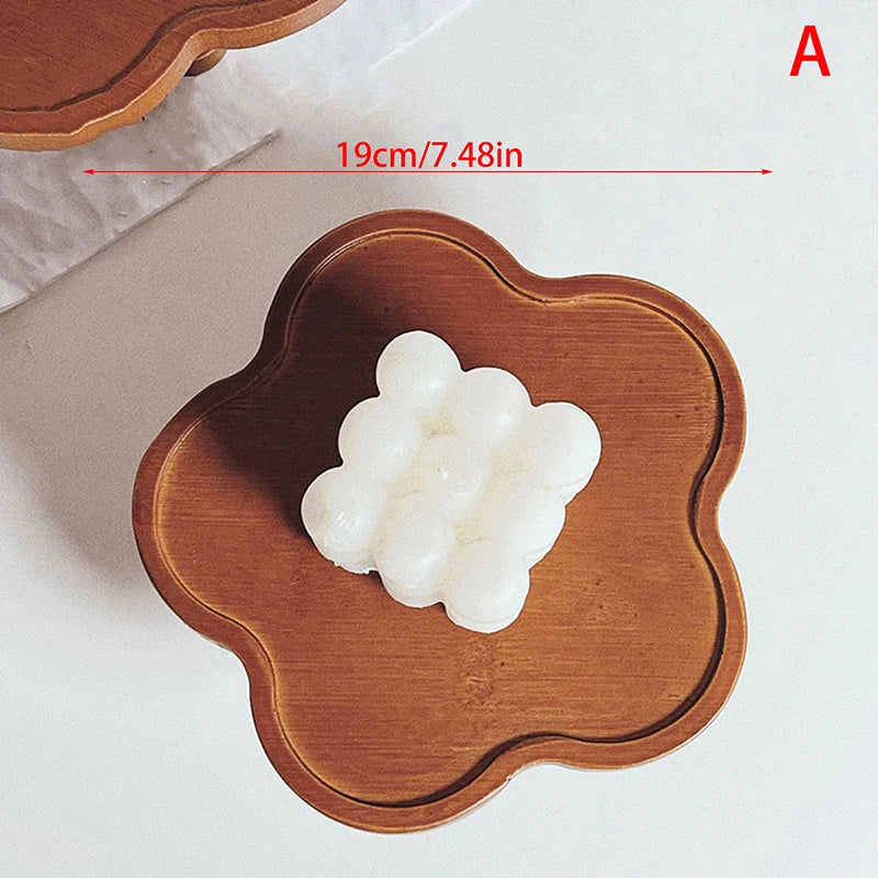 1PCS Tableware Solid Wood Round Dessert Plate Japanese-style Wooden Tray Snack Plate Dried Fruit Plate Wooden Plate