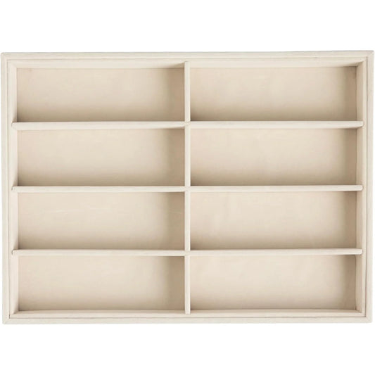 Versatile Gray Velvet Organizer Tray for Glasses, Jewelry & Watches - 8-Compartment, Stackable Display Storage Box, Jewelry Tray