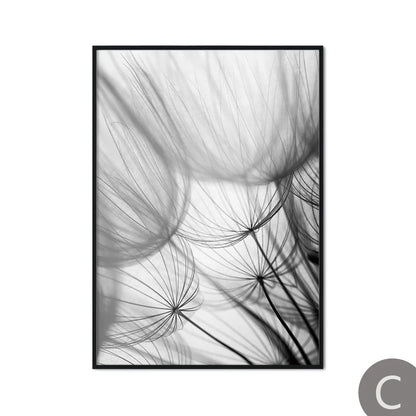 Dandelion Flower Black and White Decorative Canvas Art Print Poster Nordic Modern Painting Wall Elegant Picture for Living Room
