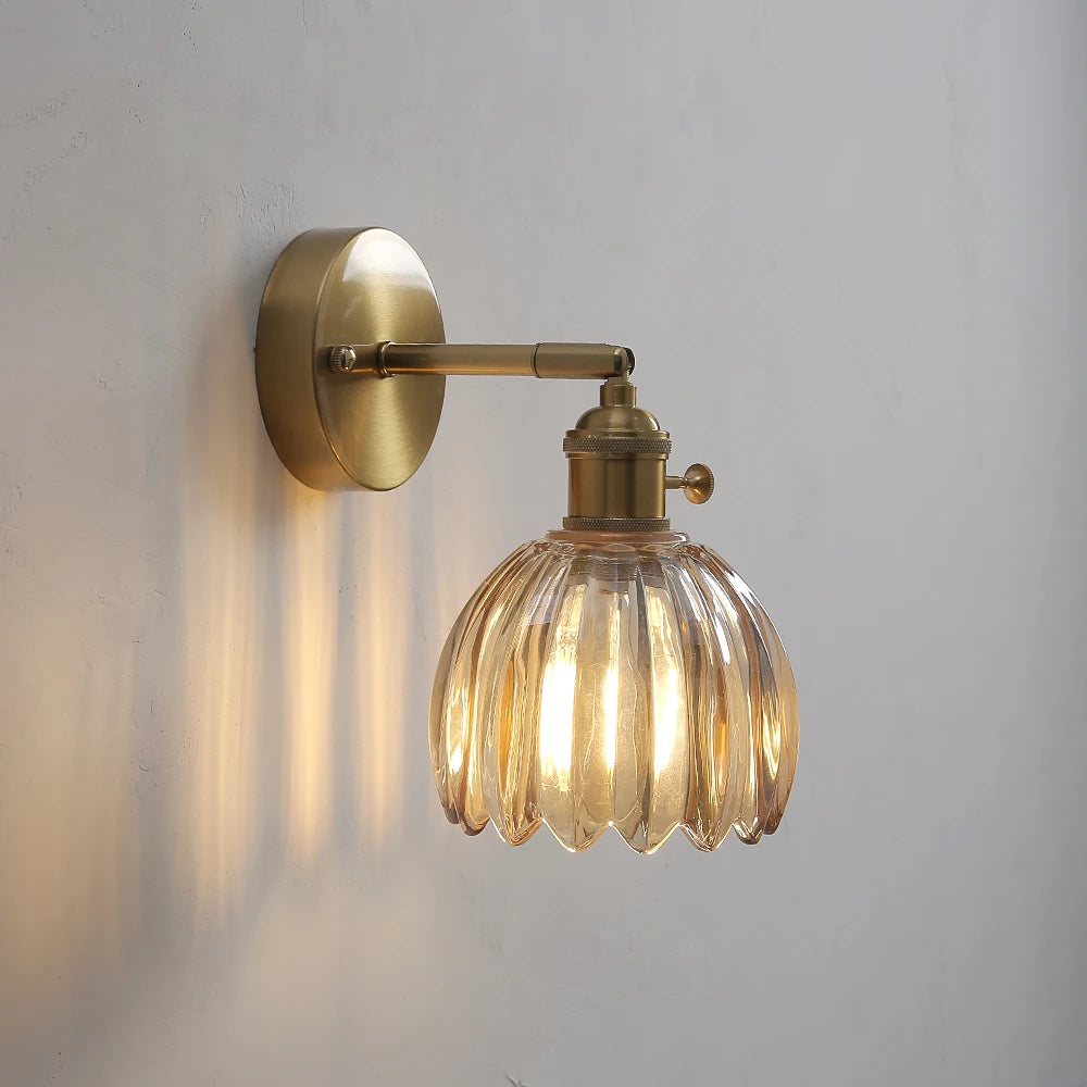 Nordic Vintage Wall Lamp Green Tulip Glass Wall Lamp Shade Living Room Background Wall Lights Bedroom Door Lamp Bedside Lights