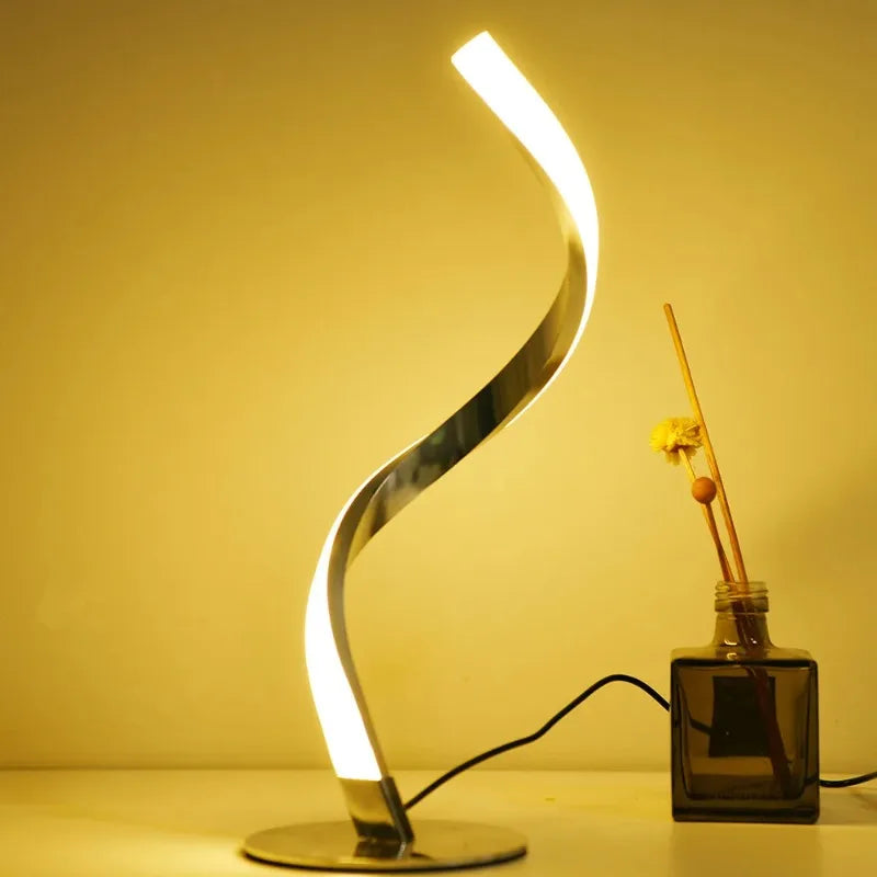 Ins Style Light Luxury Modern Minimalist Spiral Table Lamp Living Room Bedroom Table Lamp, High-end Atmosphere Small Night Light