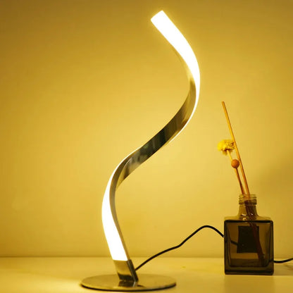 Ins Style Light Luxury Modern Minimalist Spiral Table Lamp Living Room Bedroom Table Lamp, High-end Atmosphere Small Night Light