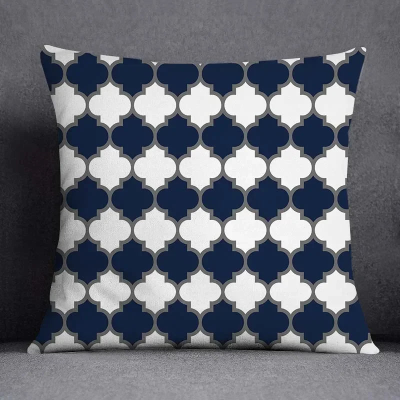 45x45CM Cushion Cover Geometric Pattern Polyester Blue Grey Pillowcase Upholstery Sofa Cushion Throw Pillow Home Decor Pillowcas