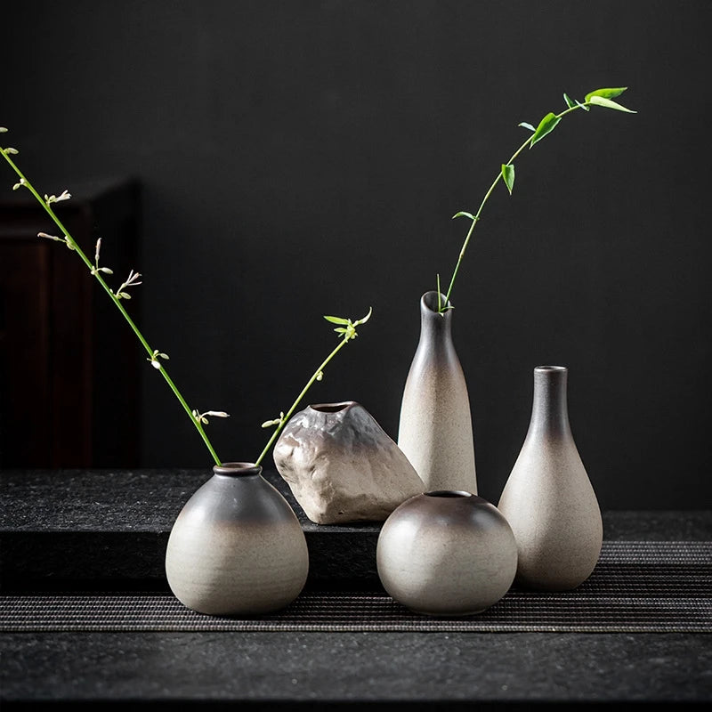 Ceramics Vintage Flower Vase Desktop Flower Bottle Aesthetic Retro Flower Pot Hydroponics Flower Arrangement Flower Vases