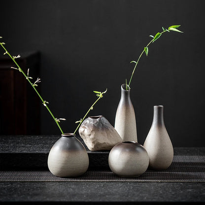Ceramics Vintage Flower Vase Desktop Flower Bottle Aesthetic Retro Flower Pot Hydroponics Flower Arrangement Flower Vases
