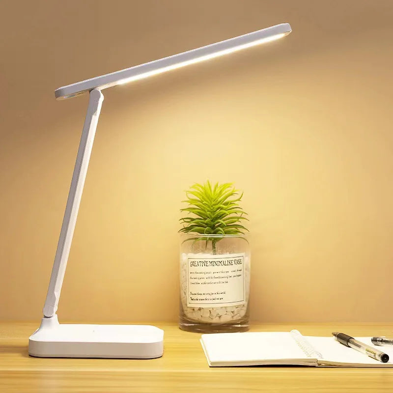 Folding Desk Lamp, USB Touch Control Dimmable Night Light, LED USB Rechargeable Desk Lamp for Student Dormitory Reading and Bedr
