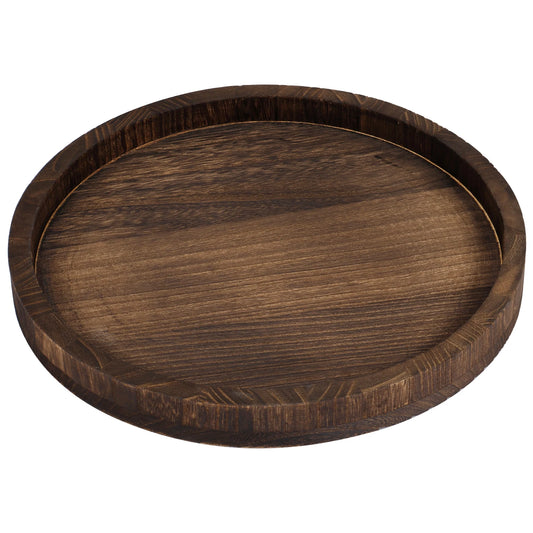 30 CM Round Wooden Tray Retro Decorative Coffee Meal Trays Serving Platter Multipurpose Candle Holder Trays for Table Home Decor