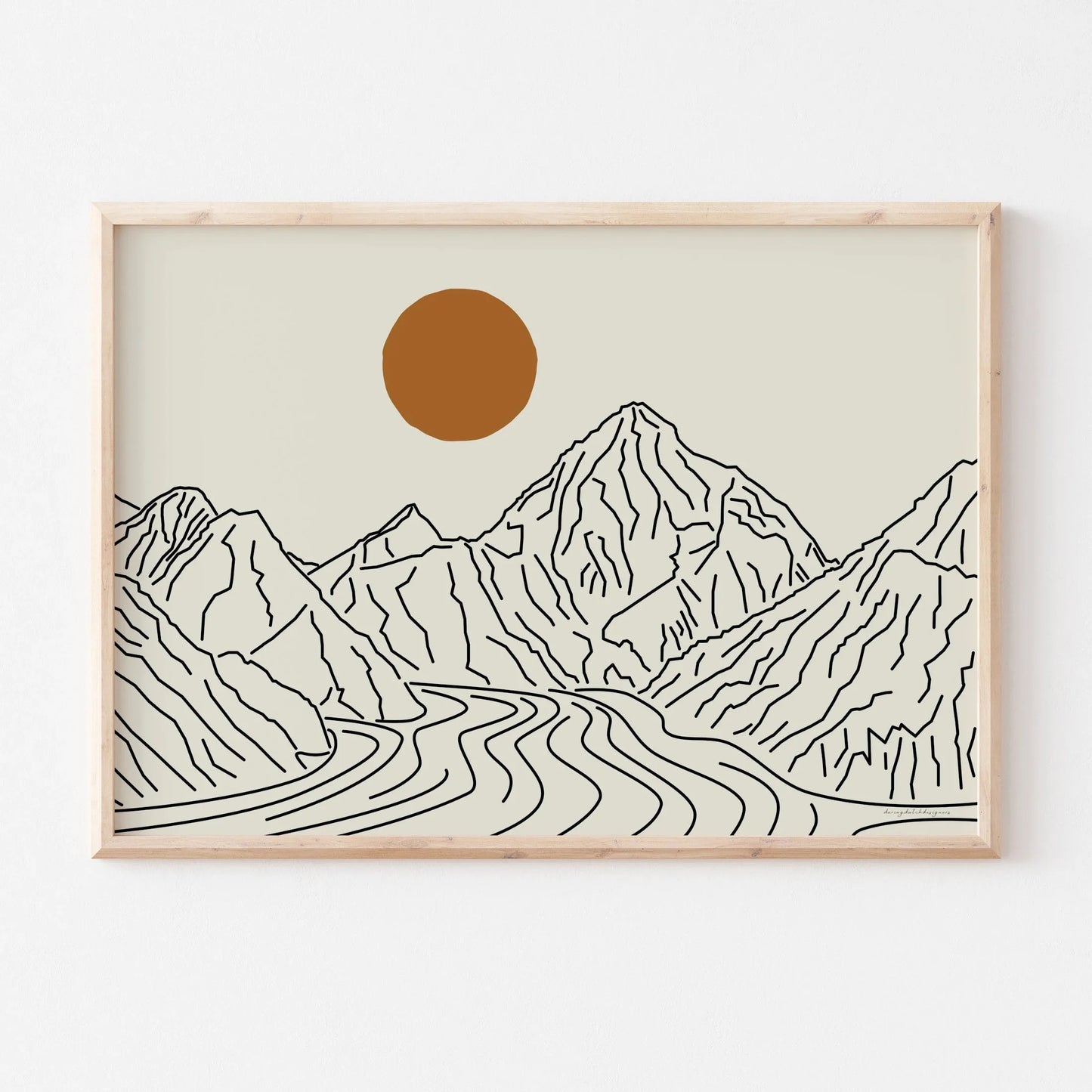 3pcs/set Japanese Alps Sunrise Canvas Printing Abstract Line Landscape Wall Art Art Poster for Modern Living Room & Home Decor