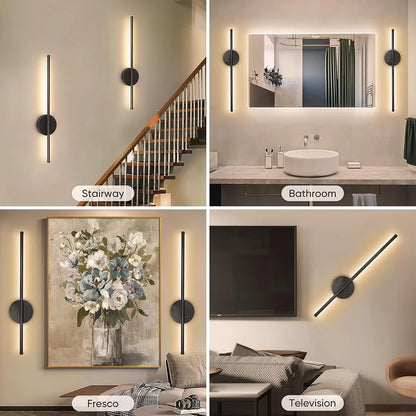 2PCS Rechargeable Wall Light LED 50cm/80cm Dimming Indoor Wall Sconce with Remote Beside Bedroom Lamp Home Decor Wiring Free