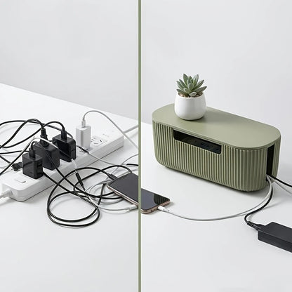 Cable Management Box Kit For Hiding Power Strip Wires Safe Abs Material Cord Organizer With Clips And Sleeves For Home Office Us