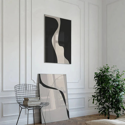 Abstract Minimal Art Print Line Drawing Poster Beige And Black Canvas Painting Modern Wall Picture Living Room Decoration