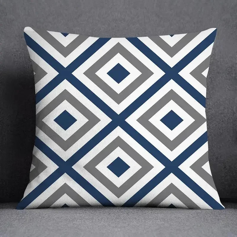 45x45CM Cushion Cover Geometric Pattern Polyester Blue Grey Pillowcase Upholstery Sofa Cushion Throw Pillow Home Decor Pillowcas