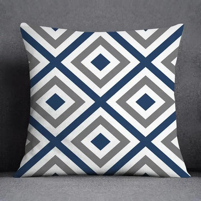 45x45CM Cushion Cover Geometric Pattern Polyester Blue Grey Pillowcase Upholstery Sofa Cushion Throw Pillow Home Decor Pillowcas