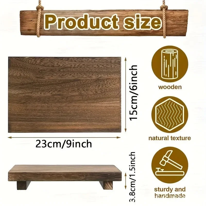 Wood Tray Pedestal Stand Bathroom Decor Wooden Vanity Hands Soap Scented Candle Storage Holder Tray Kitchen Seasoning Holder