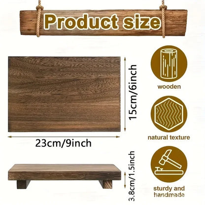 Wood Tray Pedestal Stand Bathroom Decor Wooden Vanity Hands Soap Scented Candle Storage Holder Tray Kitchen Seasoning Holder